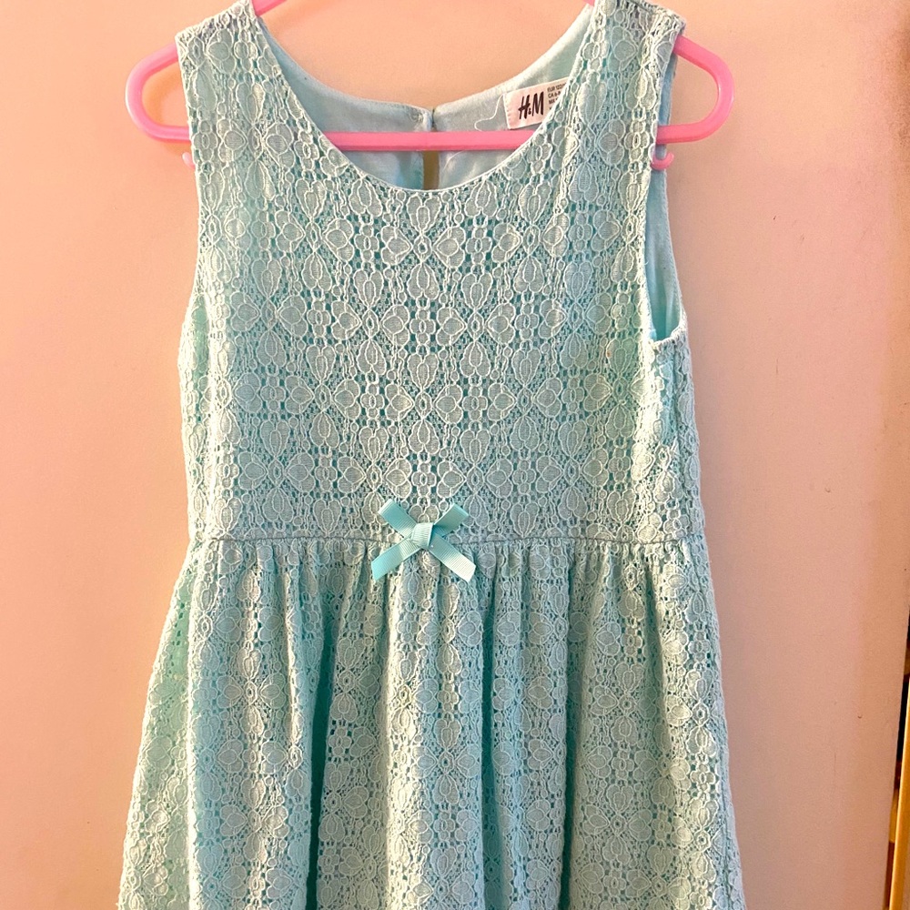 Girls H&M Light Blue Crochet Easter Dress US 6-8Y